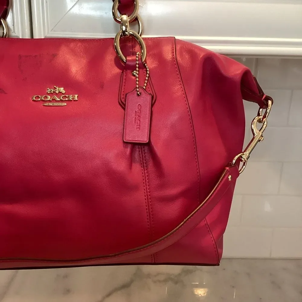 Coach Bag Purse Handbag Colette Leather Carryall Satchel Tote Pocketbook Pink
